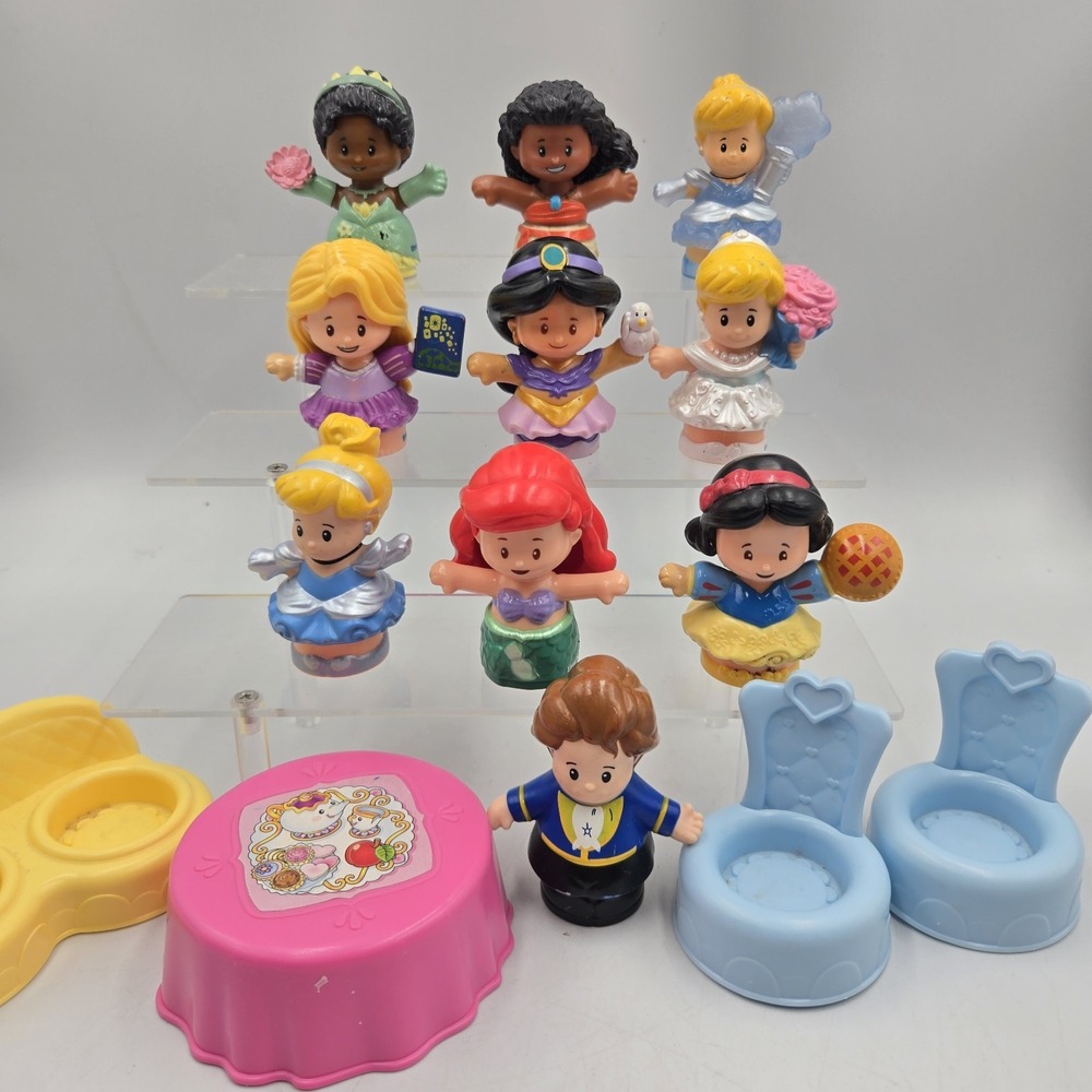 Fisher-Price Little People Disney Princess Prince 10 Mixed Figures +chairs Table
